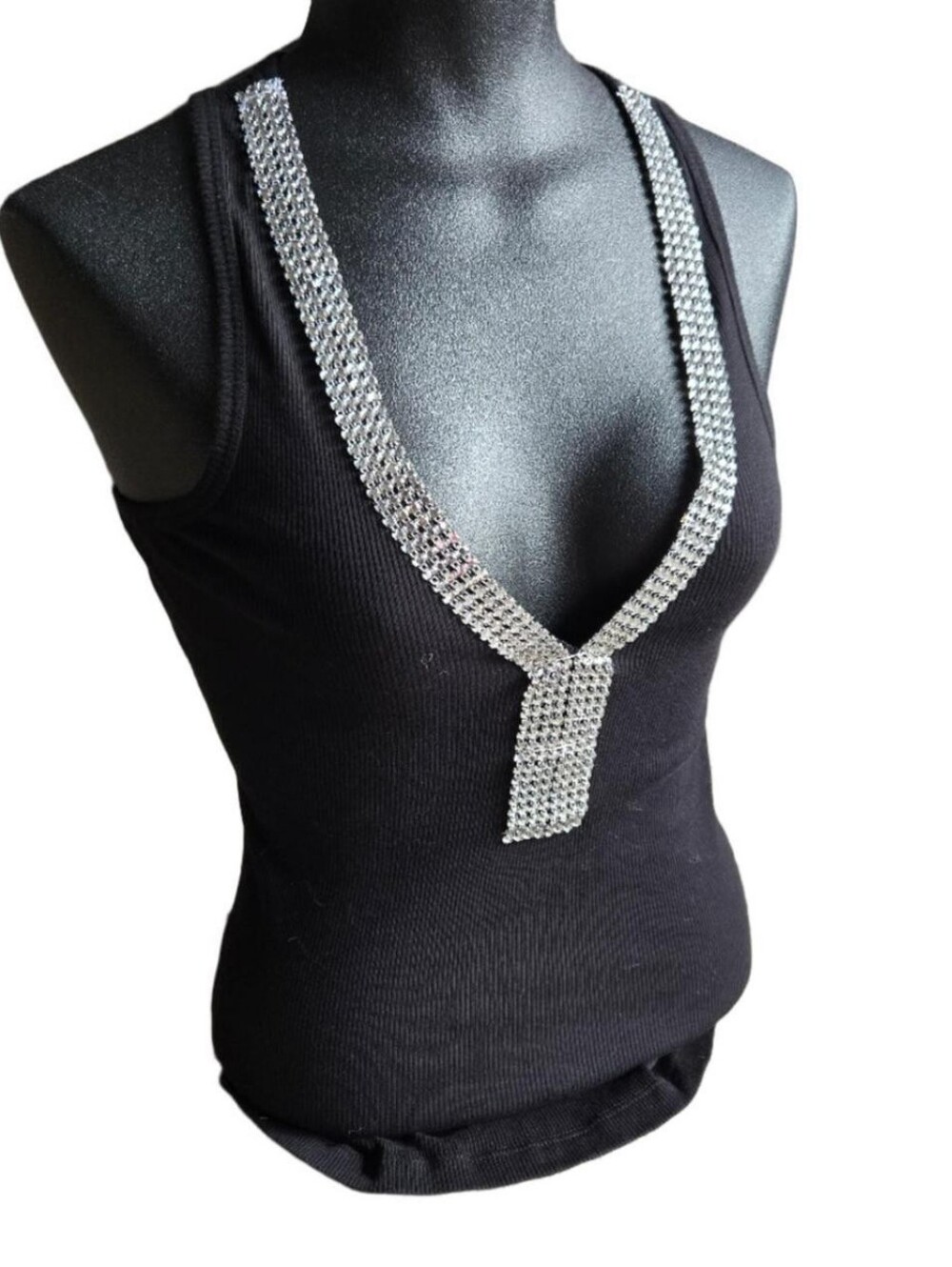 Y2k Rhinestone Low Cut Tank By Forever 21